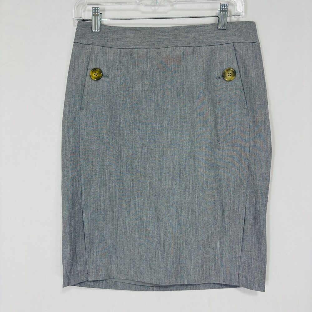 Banana Republic‎ Lined Pencil Skirt Sz 4 Gray Career Professional Preppy Pockets